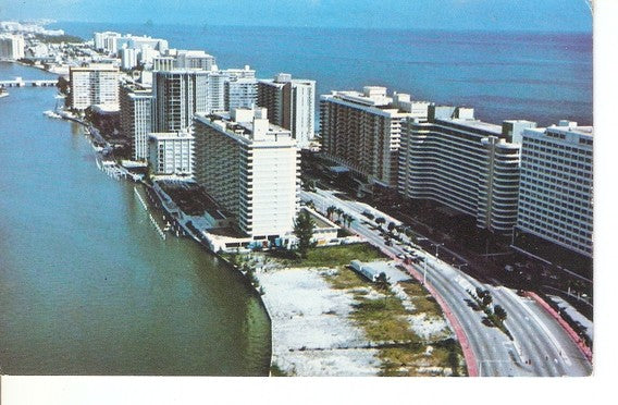 Postal 046934 : Collins Avenue and Indian Creek looking north on Miami Beach