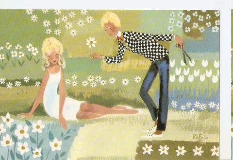 Postal 046955 : Dibujo Pareja en el campo