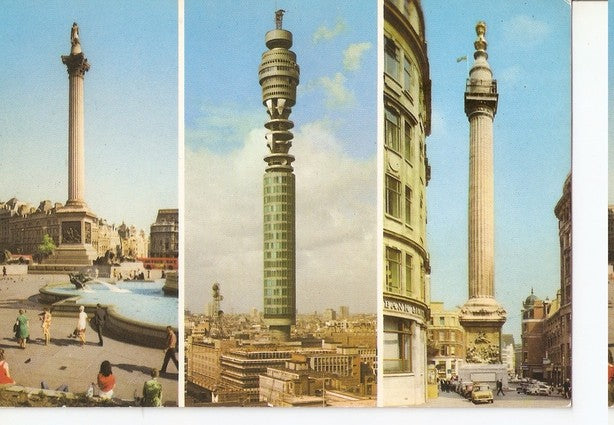 Postal 047078 : London Landmarks. Port Office Tower. Trafalgar Square. The Great Fire Monument