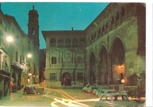 Postal 047086 : Alcañiz. Nocturno. Palacio Municipal y Lonja