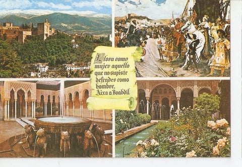 Postal 047474 : Granada. Alhambra. Varias vistas y entrega de la ciudad por Boabdil