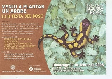 Postal 047728 : Veniu a plantar un arbre i a la Festa del Bosc. Badalona recupera el bosc. Berenador de Can Ruti