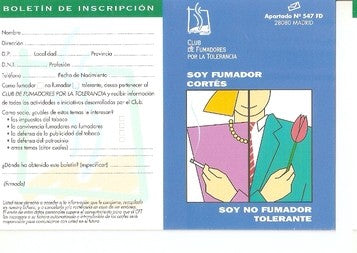 Postal 047827 : Club de Fumadores. Por la tolerancia