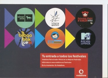 Postal 047867 : Tu entrada a todos los festivales. Vodafone Patrocinador Oficial de lso Mejores Festivales