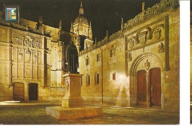 Postal 048012 : Salamanca. Fachada Universidad. Patio de las Escuelas Menores. Nocturna
