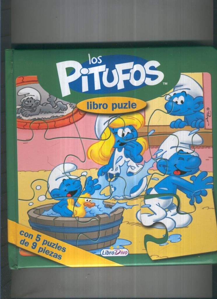 Puzzle : Los Pitufos, libro con 5 puzles de 9 piezas