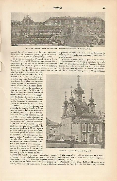 LAMINA DE ESPASA 198:  Imagenes de Peterhof