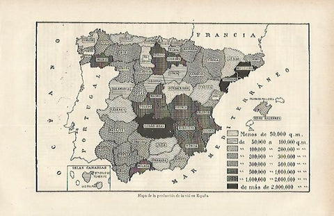 LAMINA DE ESPASA 235: Mapa de la produccion de vid en España