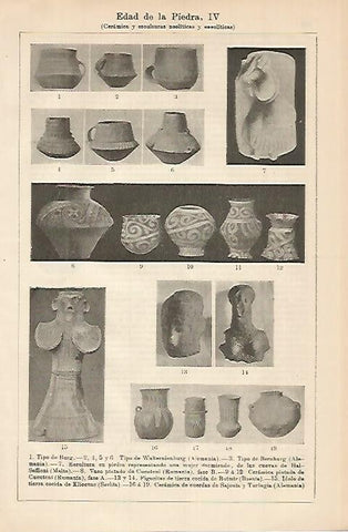 LAMINA DE ESPASA 418: Ceramica y esculturas neoliticas y eneoliticas