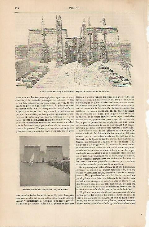 LAMINA DE ESPASA 430: Pilonos de templos egipcios: Luxor y Philae