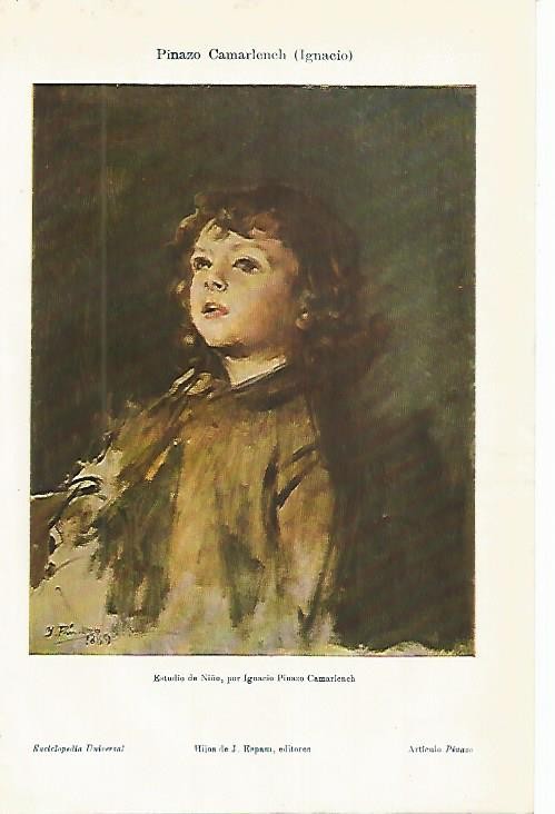 LAMINA DE ESPASA 435: Ignacio Pinazo Camarlench Estudio de Niño