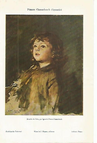 LAMINA DE ESPASA 435: Ignacio Pinazo Camarlench Estudio de Niño