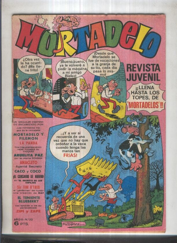 Revista Mortadelo numero 32 (recortado los billetes mortadelo en su hoja correspondiente)