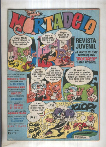 Revista Mortadelo numero 45 (recortado los billetes mortadelo en su hoja correspondiente)