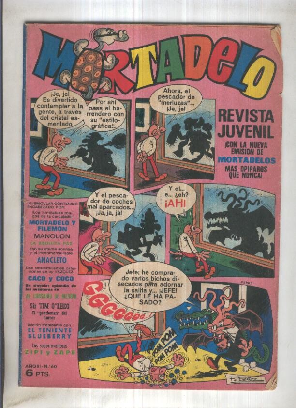 Revista Mortadelo numero 60 (recortado los billetes mortadelo en su hoja correspondiente)