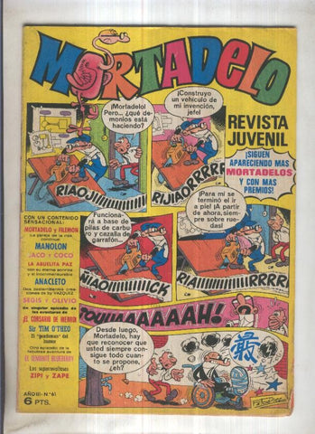 Revista Mortadelo numero 61 (recortado los billetes mortadelo en su hoja correspondiente)