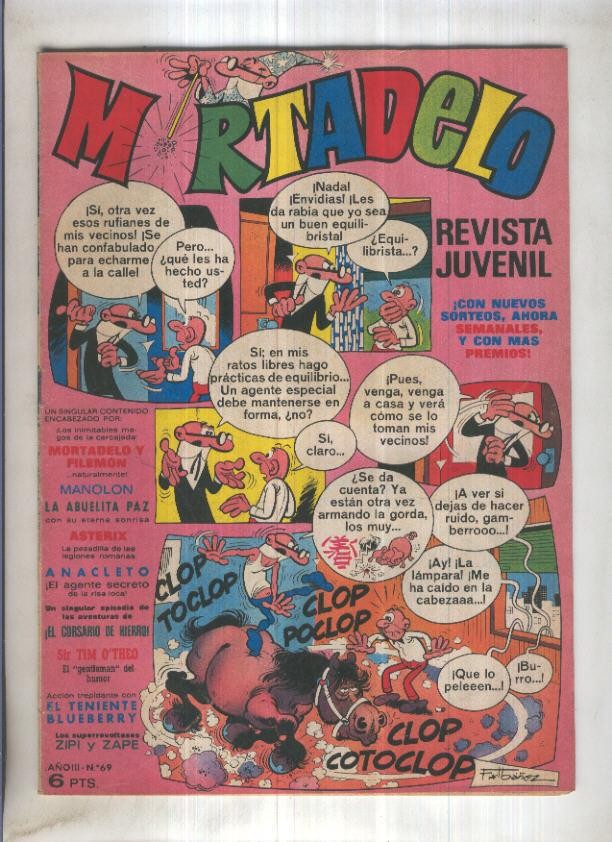 Revista Mortadelo numero 69 (recortado los billetes mortadelo en su hoja correspondiente)