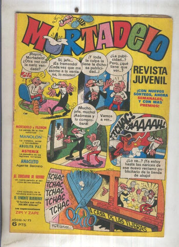Revista Mortadelo numero 72 (recortado los billetes mortadelo en su hoja correspondiente)
