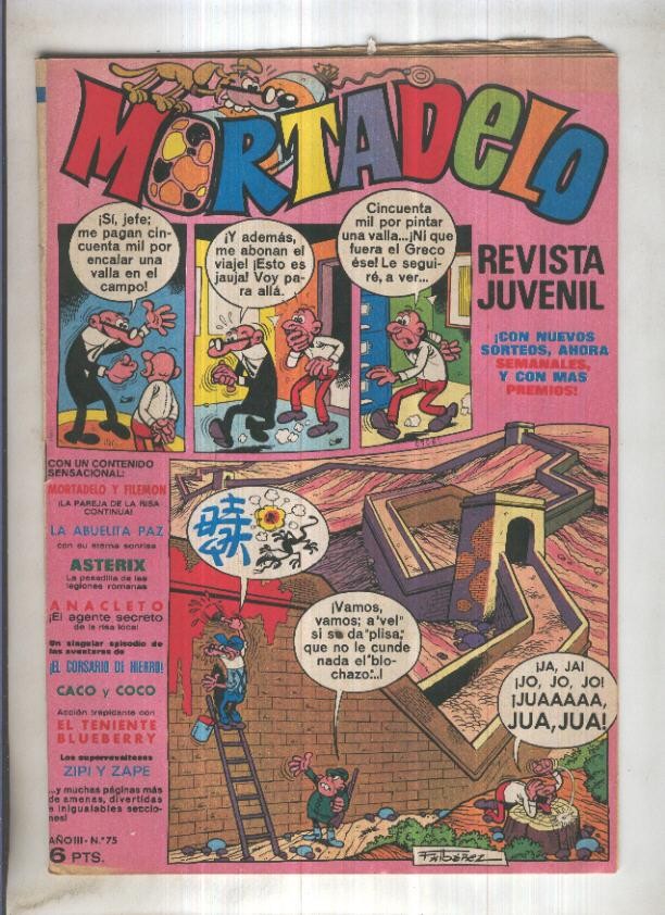 Revista Mortadelo numero 75 (recortado los billetes mortadelo en su hoja correspondiente)