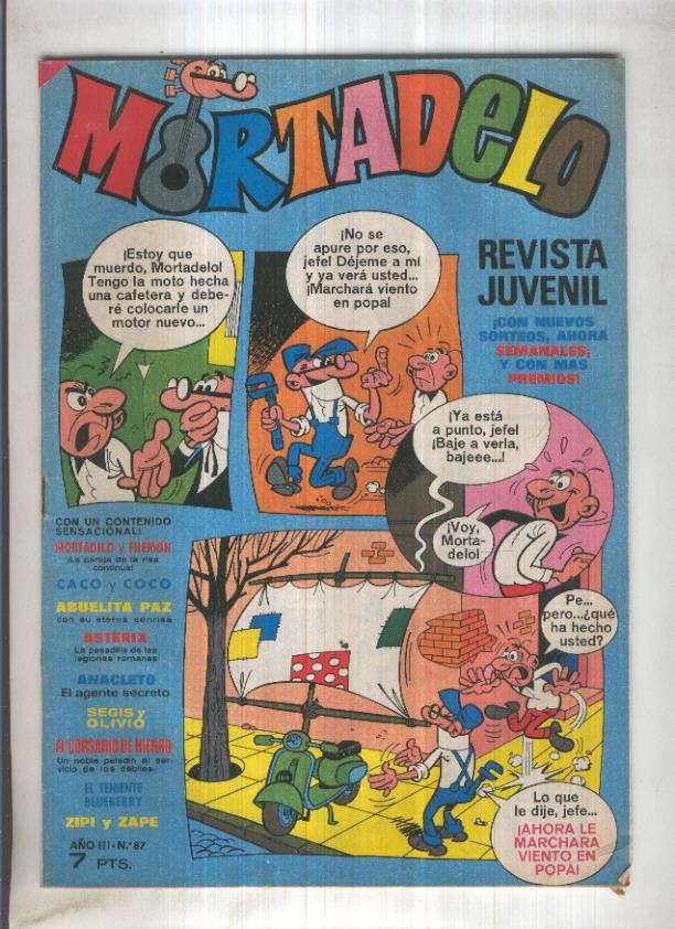 Revista Mortadelo numero 87 (recortado los billetes mortadelo en su hoja correspondiente)