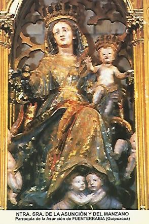 POSTAL 54524: Virgen de la Asuncion y del Manzano. Fuenterrabia Guipuzcoa