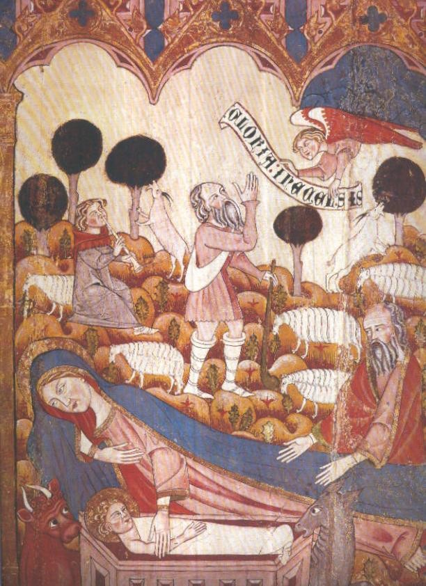 Lamina numero 06: Anonimo español del siglo XIV: Retablo de Ayala: Anunciacion de los pastores