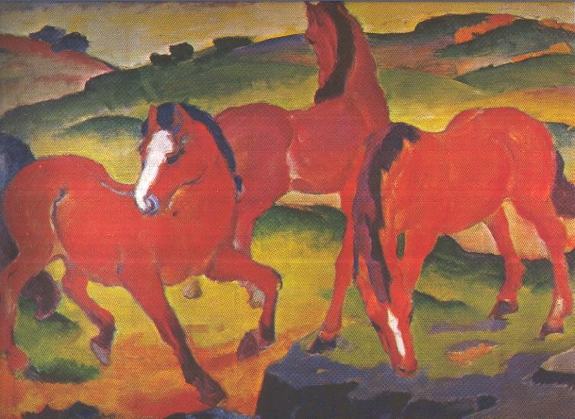 Lamina numero 63: Franz Marc: Caballos rojos