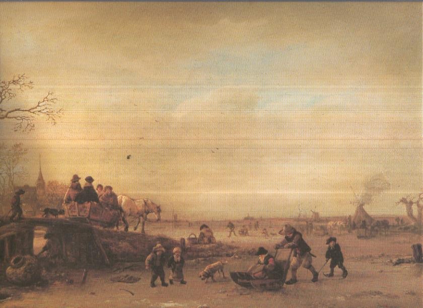 Lamina numero 74: Isaack von Ostade: Paesaggio invernale (paisaje invernal)