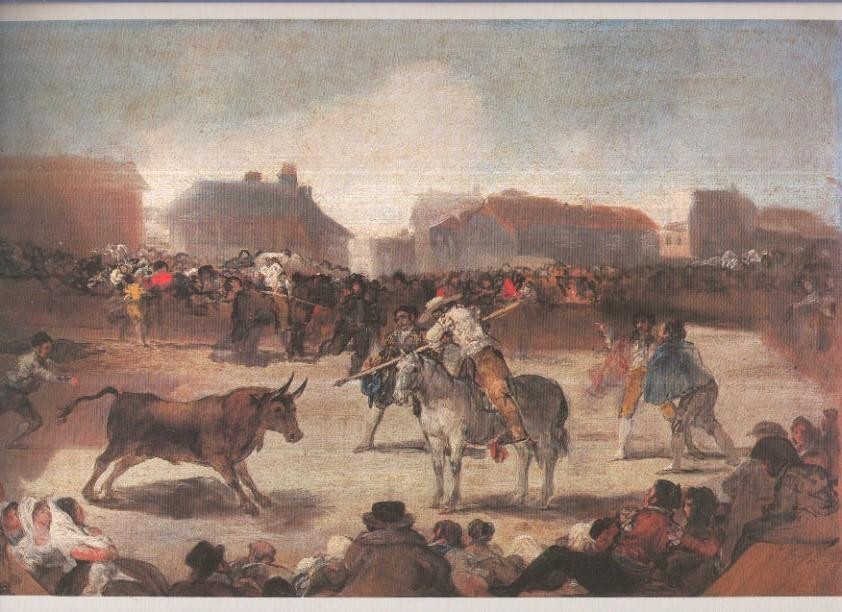 Lamina numero 77 Francisco de Goya: Toros en el pueblo