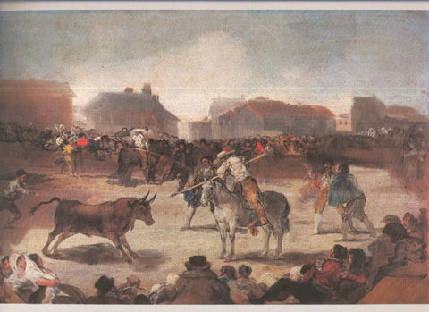 Lamina numero 77 Francisco de Goya: Toros en el pueblo