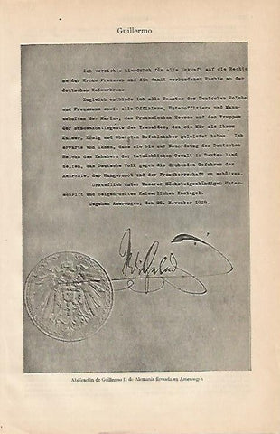 LAMINA ESPASA Alemania 485: Abdicacion de Guillermo II de Alemania