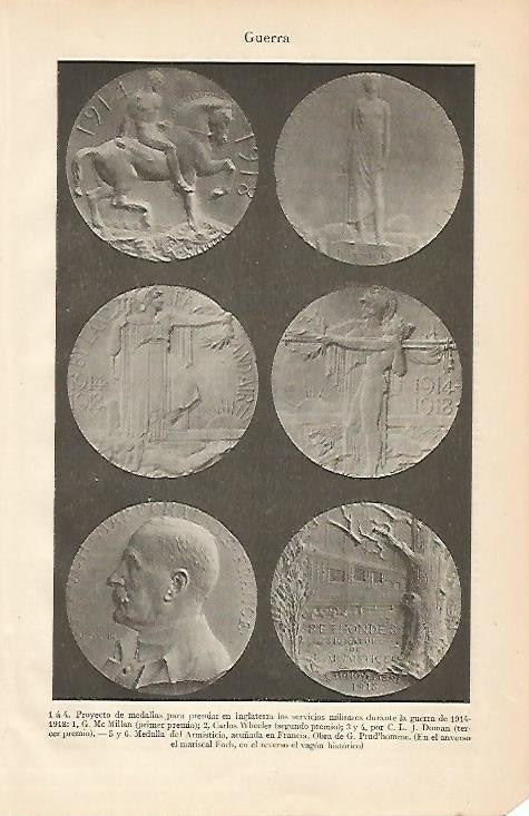 LAMINA ESPASA 490: Proyecto de medallas de la Primera Guerra Mundial