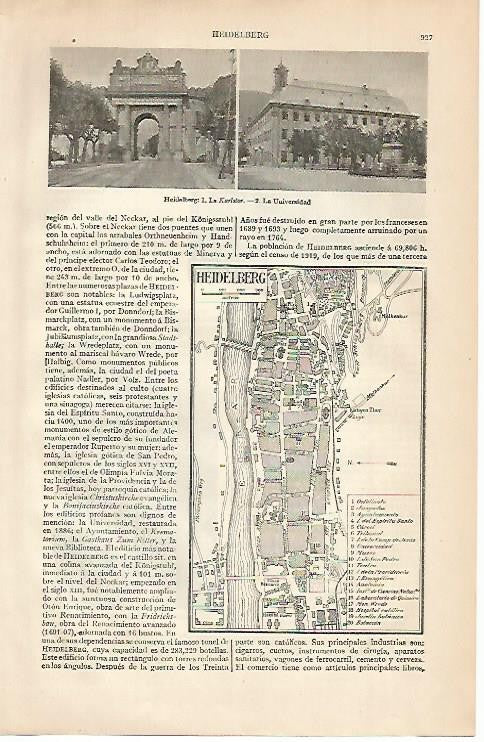 LAMINA ESPASA Alemania 517: Plano de Heildelberg Alemania