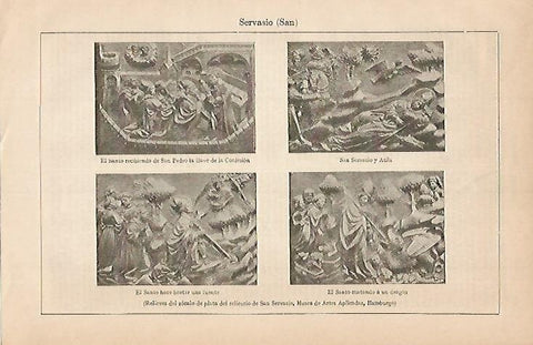 LAMINA ESPASA 588: Relieves del relicario de San Gervasio. Museo de Artes Aplicadas de Hamburgo