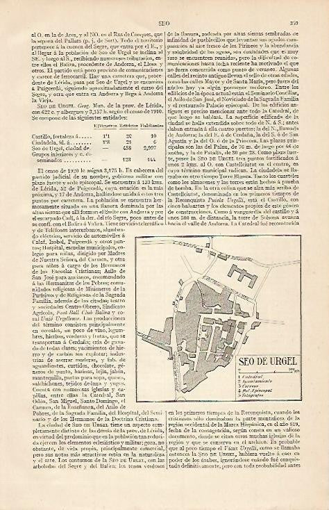 LAMINA ESPASA 611: Plano de la Seu de Urgell Lleida