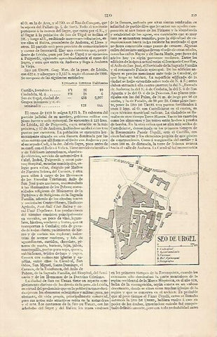 LAMINA ESPASA 611: Plano de la Seu de Urgell Lleida