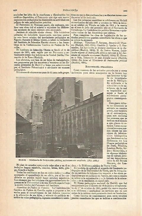LAMINA ESPASA 802: Ministerio de Instruccion Publica Madrid