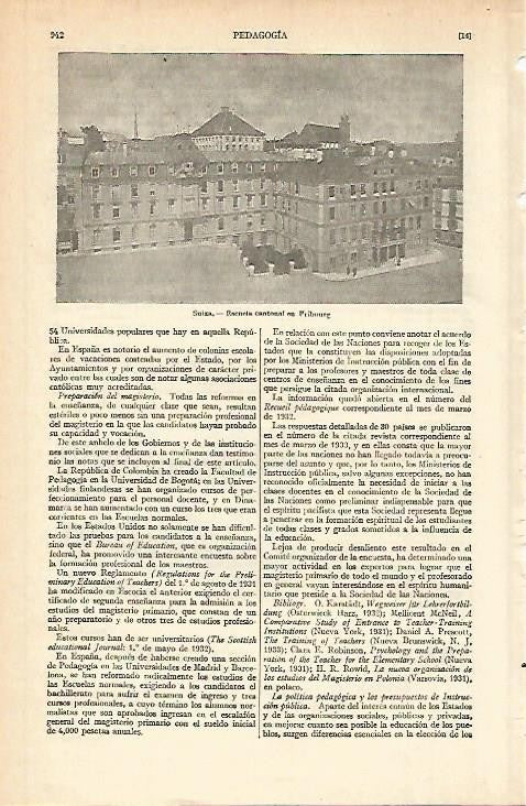 LAMINA ESPASA 804: Escuela cantonal de Fribourg Suiza
