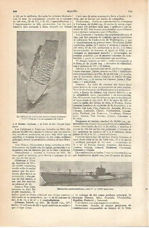 LAMINA ESPASA 820: Barcos de la Marina de Estados Unidos