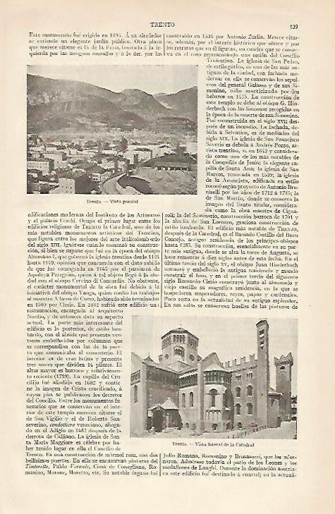 LAMINA ESPASA 845: Vista parcial de Trento Italia
