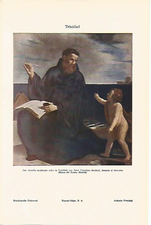 LAMINA ESPASA 879: San Agustin meditando sobre la Trinidad obra de Barbieri