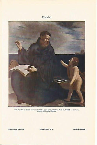 LAMINA ESPASA 879: San Agustin meditando sobre la Trinidad obra de Barbieri