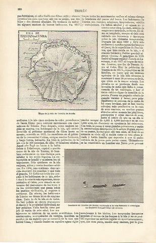 LAMINA ESPASA 890: Mapa de la isla de Tristan de Acuña Gran Bretaña