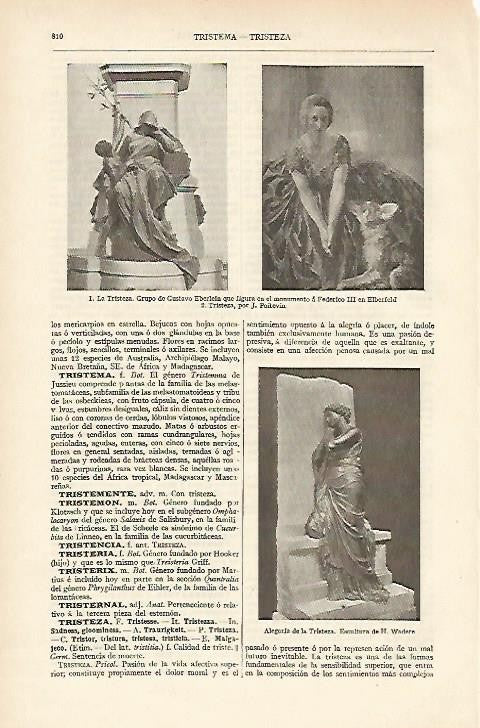 LAMINA ESPASA 891: Obras artisticas de alegoria de la tristeza