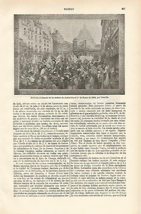 LAMINA ESPASA 899: Traslado al Senado de los trofeos de Austerlitz el 1 de enero de 1806 obra de Detaille