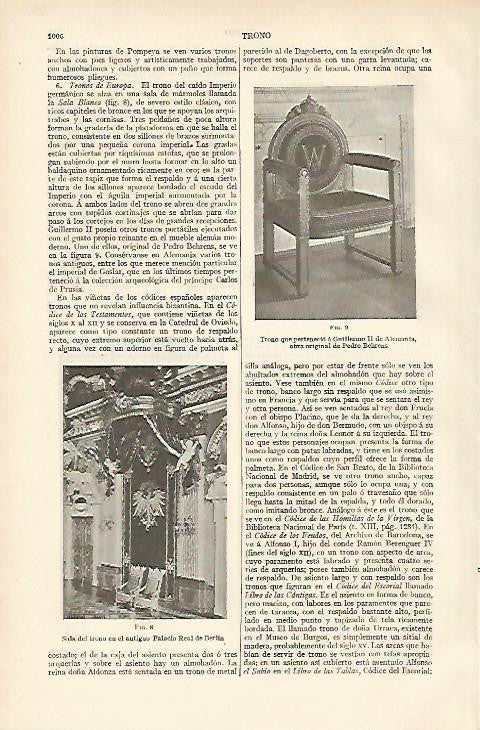 LAMINA ESPASA Alemania 906: Trono de Guilermo II de Alemania y Sala del Trono en el Palacio Real de Berlin