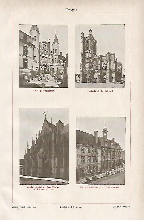 LAMINA ESPASA 918: Vistas de Troyes Francia