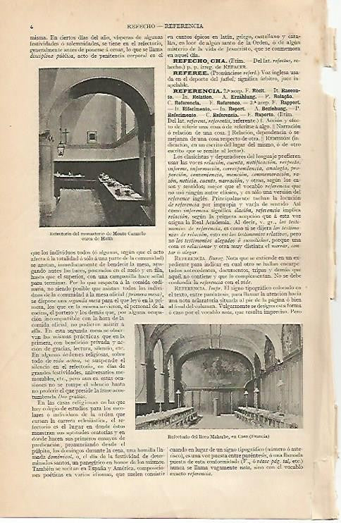 LAMINA ESPASA 951: Refectorio del monasterio del Monte Carmelo y del Liceo Maherbe