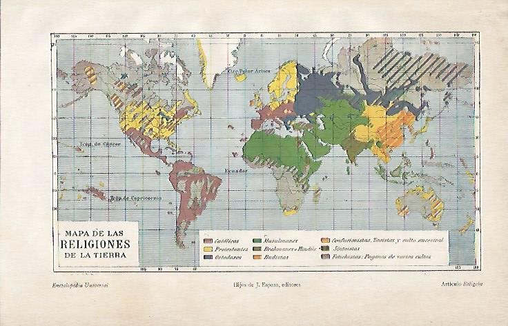 LAMINA ESPASA 992: Mapa mundial de las religiones