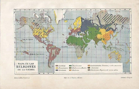 LAMINA ESPASA 992: Mapa mundial de las religiones